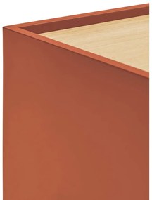 Téglavörös-natúr színű magas komód tölgyfa dekorral 100x120 cm Otto – Teulat