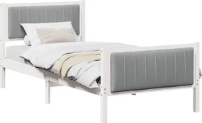 vidaXL Ágykeret Fehér és világosszürke 90 x 200 cm Tömör fenyőfa