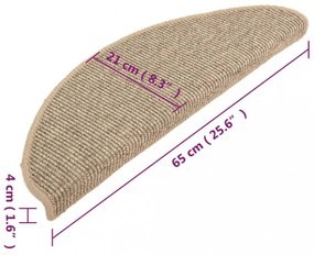 vidaXL 15 db sötét bézs színű öntapadó lépcsőszőnyeg 65x21x4 cm