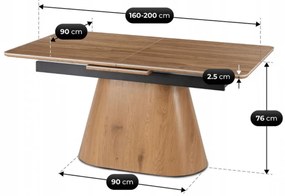 Tölgyhatású Bővíthető Kerámia Étkezőasztal LIZBONA 160-200 cm