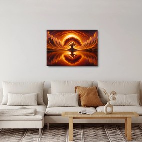 Üveg kép – Fa a véres napban (70x50 cm)