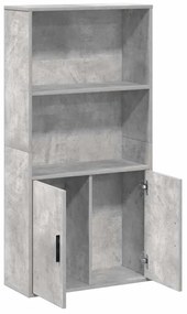 betonszürke szerelt fa könyvespolc 60x24x120 cm