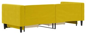 sárga kihúzható bársony heverő fiókkal 80 x 200 cm