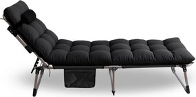 Leżak Ogrodowy Łóżko Polowe VENUS Czarne