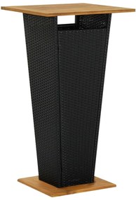 vidaXL fekete polyrattan és tömör akácfa bárasztal 60 x 60 x 110 cm