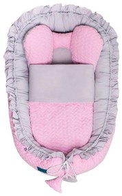 Luxus babafészek paplannal kisbabák számára Belisima Nyuszi rózsaszín