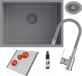 Gránit mosogató pult alá Manado 60 szürke csaptelep szett