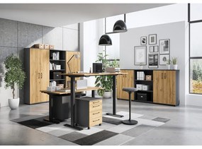 Íróasztal elektromosan állítható magassággal, tölgyfa dekoros asztallappal 80x180 cm Agenda – Germania