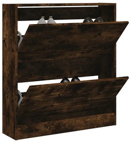 füstös tölgy színű szerelt fa cipőszekrény 80 x 21 x 87,5 cm
