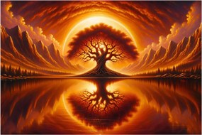 Kép – Fa a véres napban (90x60 cm)