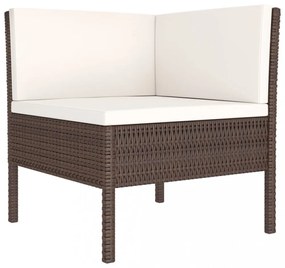 2 részes barna polyrattan kerti bútorszett párnákkal