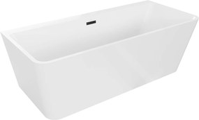 Luxury Volta szabadon álló fürdökád akril falhoz tolható 170 x 75 cm, fehér,  leeresztö   fekete - 51131707500-B Térben álló kád