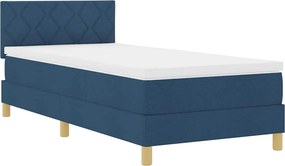 vidaXL LED Box Spring Ágy matracmal leddel Kék 100 x 200 cm szövet