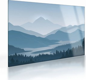 Kép - a hegyek grafikája (üvegen) (70x50 cm)