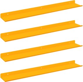 vidaXL Lebegő polc 4 pcs Mustár sárga 60 x 9 x 2,5 cm Acél