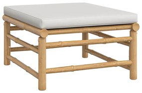 vidaXL bambusz kerti lábtartó világosszürke párnával