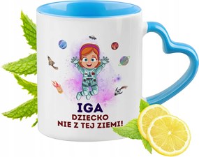 Kék bögre szív alakú füllel Igi számára Ideális Ajándék