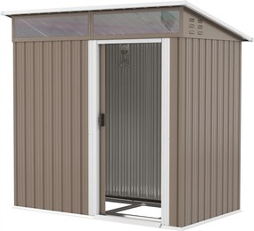 Outsunny Kerti Kültéri Tároló 1.9m² 195x122x182 cm Kültéri Kertitároló Megerősített Alapval (Padló NEM Tartozék) Csúszóajtós Ablakos Tároló Teraszra P