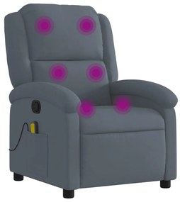 sötétszürke bársony dönthető masszázsfotel