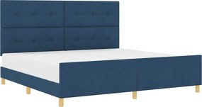 vidaXL Ágykeret fejtámlával Kék 200 x 200 cm szövet