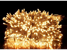 800 LED-es BOA fényfüzér, kültéri-beltéri hálózati, 8 világítási móddal, átlátszó vezetékes, extra meleg fehér LED-del, 16 m, IP44