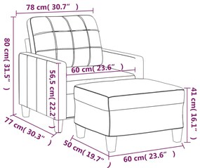 fekete műbőr kanapéfotel lábtartóval 60 cm
