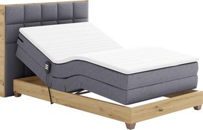 Elektromos állítható ágy, boxspring, sötétszürke/artisan tölgy, 120x200, TIANA