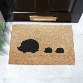 Kókuszrost lábtörlő 40x60 cm Hedgehog Family – Artsy Doormats