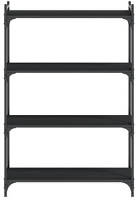 4 szintes fekete szerelt fa könyvespolc 80 x 30 x 120 cm