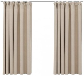 vidaXL 2 db bézs vászonhatású sötétítőfüggöny kampókkal 140 x 175 cm