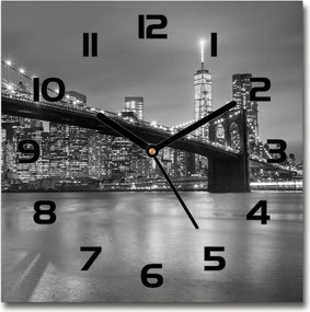 New York szögletes üveg falióra éjszaka 30x30 cm