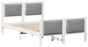 Ágykeret Fehér és világosszürke 120 x 200 cm Tömör fenyőfa