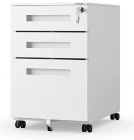 Fém gurulós konténer íróasztal alá KATE 390 x 600 x 500 mm, fehér