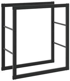 tűzifa állvány Fekete 55x30x61 cm Acél