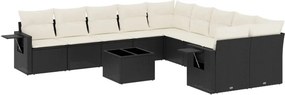 vidaXL 11 részes fekete polyrattan kerti ülőgarnitúra párnákkal