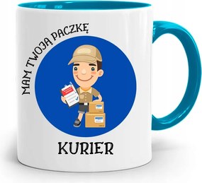 Kék Bögre Futárnak Megvan A Csomagod, fényképes nyomattal