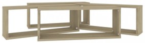 4 db sonoma tölgy szerelt fa négyszögű fali polc 60x15x23cm