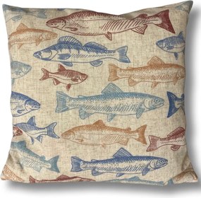 Párnahuzat Tengerész Halak bézs boho dekoratív 45x45cm
