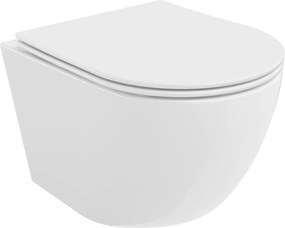 Mexen LENA Perem nélküli, falra akasztható wc csésze lassan süllyedő ülőkés SLIM, 48 x 36 cm, fehér, 30220400