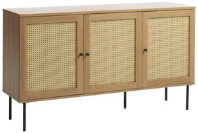 Natúr színű alacsony komód tölgyfa dekorral 140x80 cm Pensacola – Unique Furniture