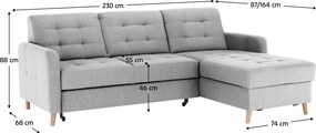 Univerzális sarokgarnitúra, világosszürke, VISBY