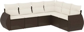 vidaXL 6 részes barna polyrattan kerti ülőgarnitúra párnával