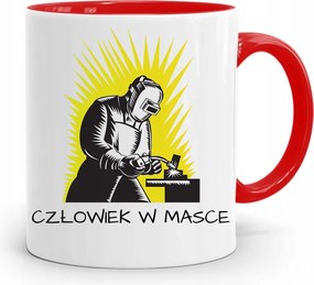 Piros Bögre Hegesztő Ajándék Ember Maszkban, fényképes nyomtatással