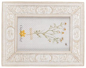 Antik fehér vintage képkeret rózsás 10x15 cm