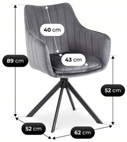 Szürke Bársony Forgószék MUMBAI 2