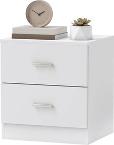 HOMCOM Modern Ágy melletti Asztal 2 Fiókkal a Nappalihoz és Hálószobához, 30 kg Teherbírás, 45x39.5x49 cm, Fehér | Aosom