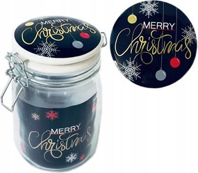 Befőttesüveg kapcsos fedéllel 1 l, karácsonyi felirattal