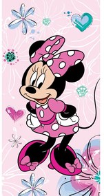 Rózsaszín pamut gyerek fürdőlepedő 70x140 cm Minnie – Jerry Fabrics