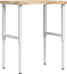vidaXL tömör bükkfa négyszög alakú munkapad 80 x 60 x (73-99,5) cm