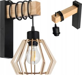 Fali lámpa fa Led túlnyúlás kábel lámpabúra 1xE27 Loft Fekete